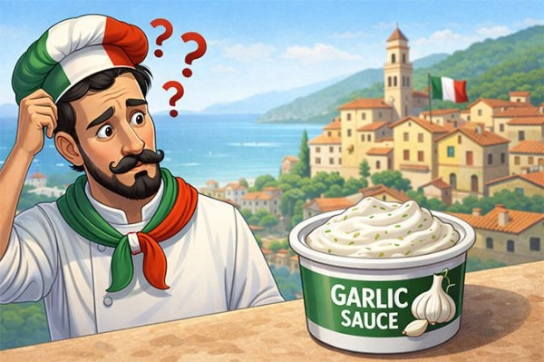 Knoflooksaus is niet een ingrediënt 
